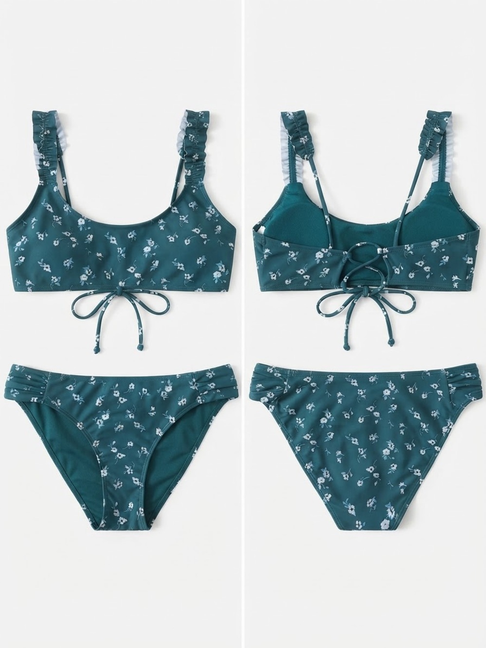 $75 NWOT Hollister Floral Ruffle Bikini Set L